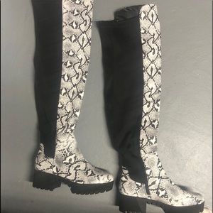 thigh high snake skin boots